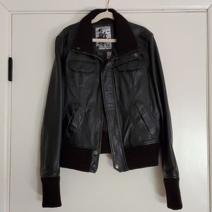 MNG Mango Leather jacket EUC